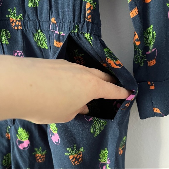 Modcloth Navy Blue Cactus Print Romper Size Small - Picture 10 of 13